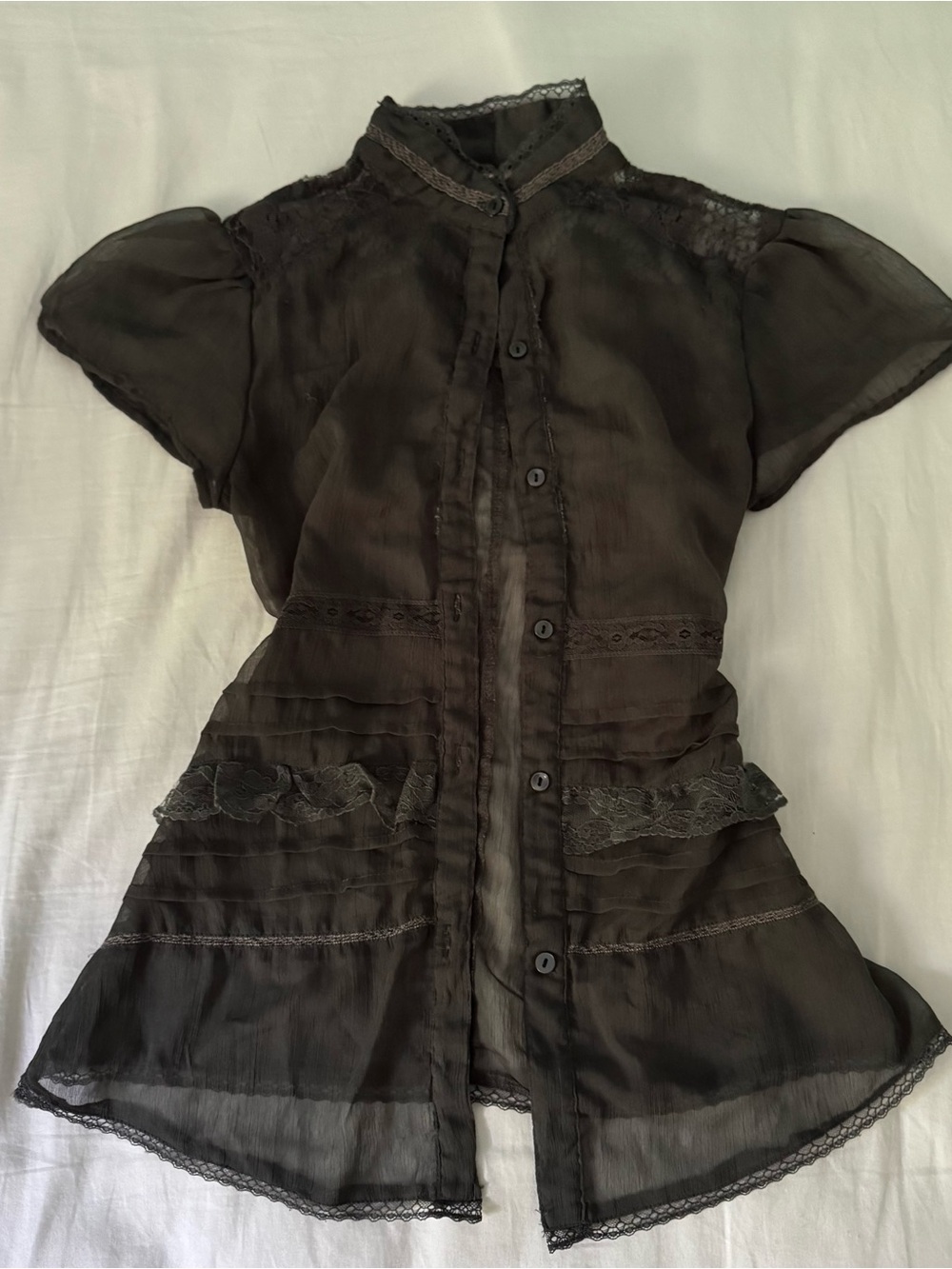 Fire Los Angeles Black Lace Trim Top